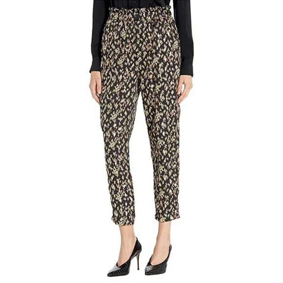 SABINA MUSAYEV Clover Pleated Floral Pants In‎ Black Size XS - Picture 1 of 8